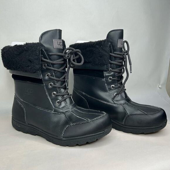 UGG BUTTE II CWR Weather Snow Waterproof leather Boots BLACK SIZE 6 - Picture 2 of 6